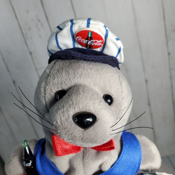 COCA-COLA 1998 Bean Bag Plush SEAL in Delivery Outfit Cap COKE vintage Rare - Picture 2 of 12